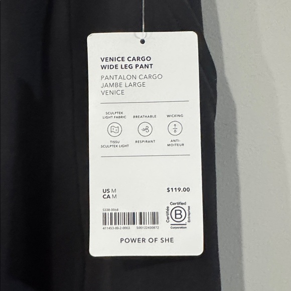 NWT Athleta Venice High Rise Wide Leg Cargo Pant | Black - Picture 10 of 12